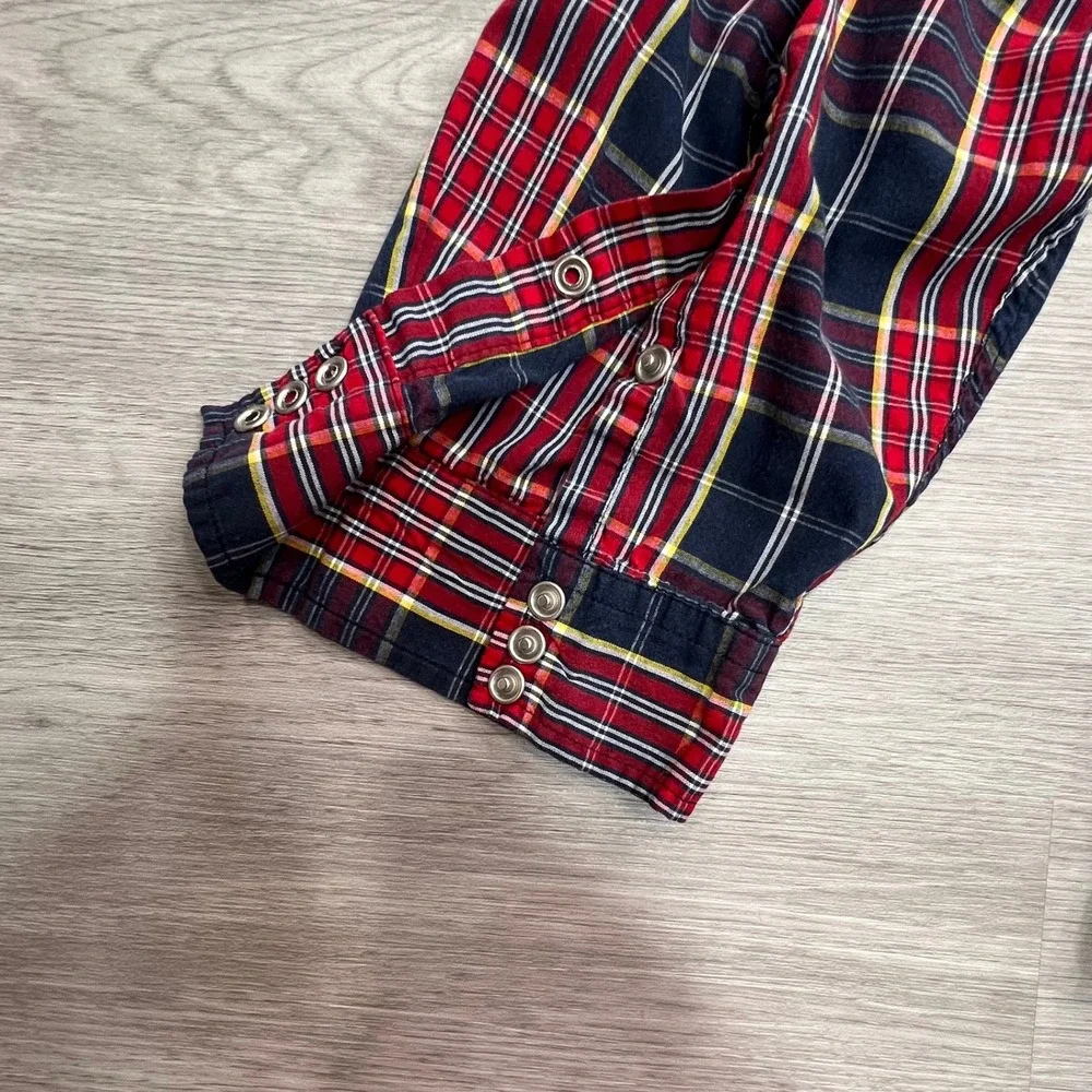 KEY‎ EST 1908 Mens Plaid Western Shirt 2XLT Long Sleeve Snap Up Red Blue